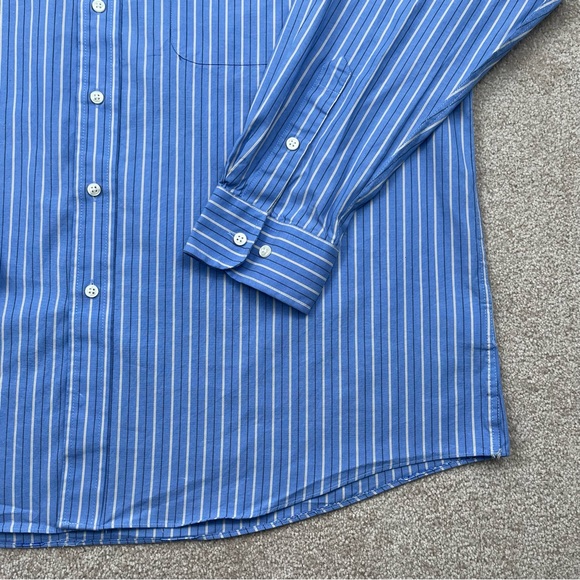 Club Room Shirt Adult Size 17.5 XL Blue Tan Striped Button Up Performance Men - Picture 7 of 14